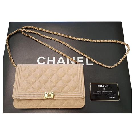 chanel wallet on chain beige.